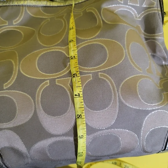 Coach Peyton White Silver Satin Canvas Logo Metallic Hobo Bag - Picture 7 of 14